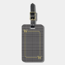 黒エレガントモノグラムのと金ゴールドグレンプレイド