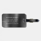 黒エレガントモノグラムのブラシ仕上げ金属 ラゲッジタグ (裏面横)