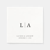 黒エレガントモノグラムシンプルミニマ結婚リスト スタンダードカクテルナプキン (正面)