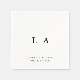 黒エレガントモノグラムシンプルミニマ結婚リスト スタンダードカクテルナプキン