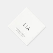 黒エレガントモノグラムシンプルミニマ結婚リスト スタンダードカクテルナプキン (角)