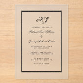 黒エレガントモノグラム書道結婚枠 アクリル招待状 (正面)