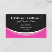 黒エレガントモノグラム3dエフェクトのピンク色のシェイプ 名刺 (裏面)