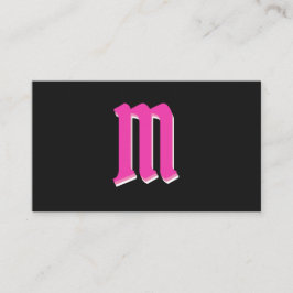 黒エレガントモノグラム3dエフェクトのピンク色のシェイプ 名刺