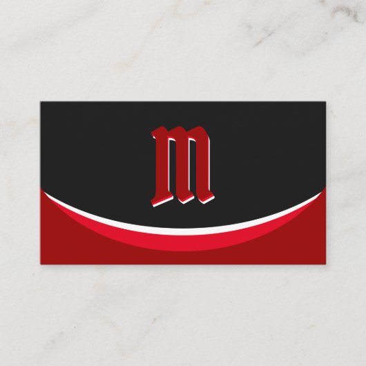 黒エレガントモノグラム3dエフェクトの赤いシェイプ 名刺 (正面)