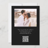 黒エレガントモノグラムQR Rsvp写真結婚s 招待状 (裏面)