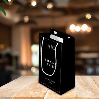 黒エレガントモノグラ結婚ム スモールペーパーバッグ