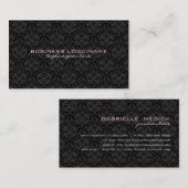 黒エレガントモノトーンヴィンテージフローラの減衰 名刺 (正面/裏面)