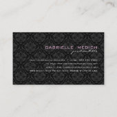 黒エレガントモノトーンヴィンテージフローラの減衰 名刺 (裏面)