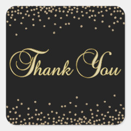 黒エレガントユニーク金ゴールド紙吹雪 スクエアシール
