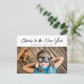 黒エレガントレタリングハッピー年賀状 ポストカード (スタンド正面)