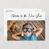 黒エレガントレタリングハッピー年賀状 ポストカード (正面/裏面)