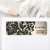 黒エレガントレースのベージュのヴィンテージ結婚式 ラベル (インサイチュ)