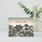 黒エレガントレースのヴィンテージ感謝していウェディングユー ポストカード (スタンド正面)
