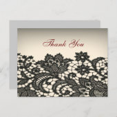 黒エレガントレースのヴィンテージ感謝していウェディングユー ポストカード (正面/裏面)