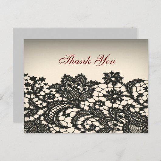 黒エレガントレースのヴィンテージ感謝していウェディングユー ポストカード (正面/裏面)