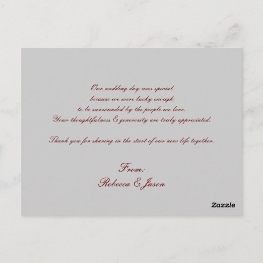 黒エレガントレースのヴィンテージ感謝していウェディングユー ポストカード (裏面)