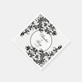 黒エレガントレース白ダマスク スタンダードカクテルナプキン (角)