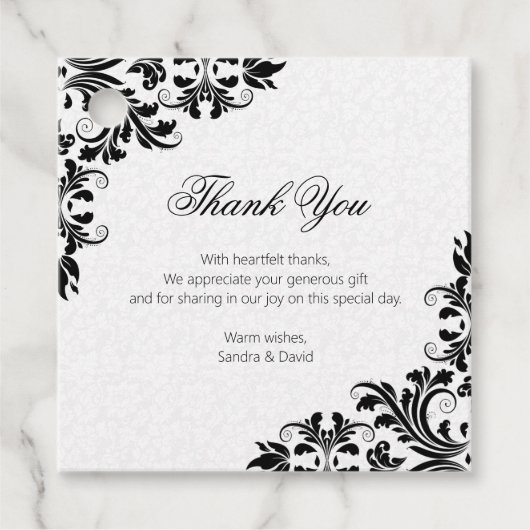 黒エレガントレース白ダマスク フェイバータグ (正面)