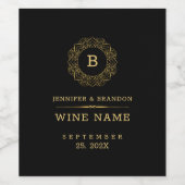 黒エレガントワインラベル上の金ゴールドマンダラフレーム ワインラベル (シングルラベル)