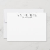 黒エレガントヴィンテージアールデコパーソナライズされた名 ノートカード (正面)