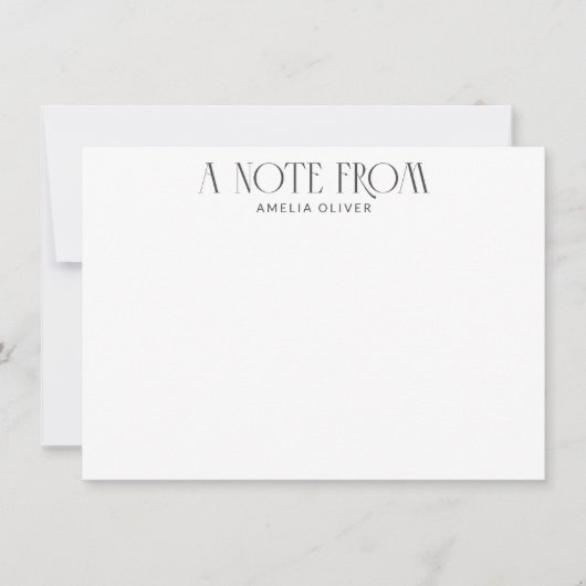 黒エレガントヴィンテージアールデコパーソナライズされた名 ノートカード (正面)