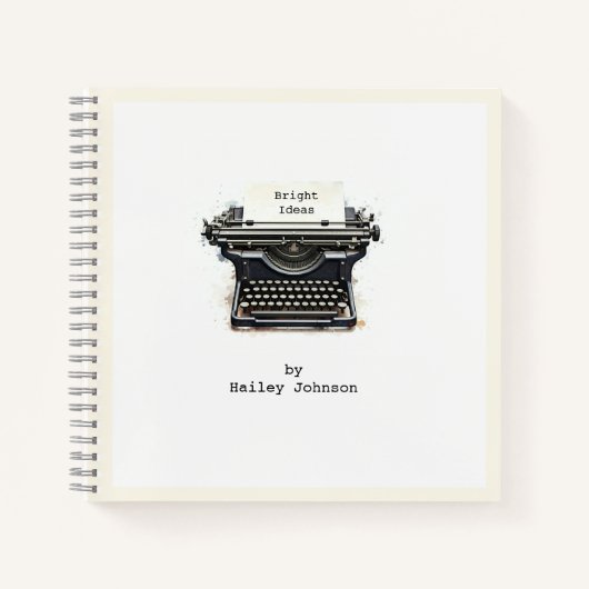 黒エレガントヴィンテージタイプライター ノートブック (正面)