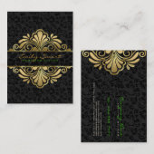 黒エレガントヴィンテージダマスク金ゴールドフレーム 名刺 (正面/裏面)