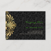 黒エレガントヴィンテージダマスク金ゴールドフレーム 名刺 (裏面)