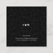 黒エレガントヴィンテージダマスパターン スクエア名刺 (裏面)