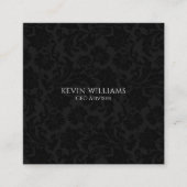 黒エレガントヴィンテージダマスパターン スクエア名刺 (正面)