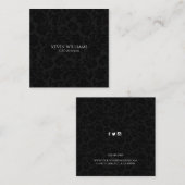 黒エレガントヴィンテージダマスパターン スクエア名刺 (正面/裏面)