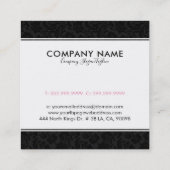 黒エレガントヴィンテージダマスパターン スクエア名刺 (裏面)