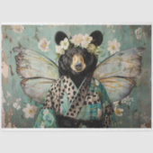 黒エレガントヴィンテージフローラベアデコパージュ 薄葉紙 (正面)