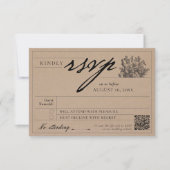 黒エレガントヴィンテージフローラ素朴クラフト結婚ズ 出欠カード (正面)