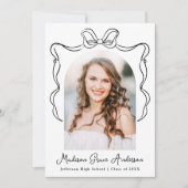 黒エレガントヴィンテージボウフォト卒業 案内状 (正面)