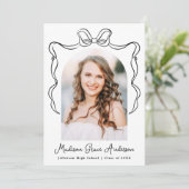 黒エレガントヴィンテージボウフォト卒業 案内状 (スタンド正面)