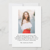 黒エレガントヴィンテージボウフォト卒業 案内状 (裏面)