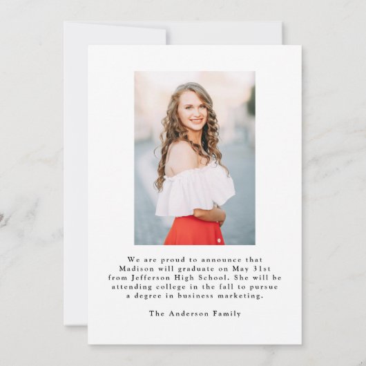 黒エレガントヴィンテージボウフォト卒業 案内状 (裏面)