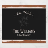 黒エレガントヴィンテージモノグ結婚ラム ビールラベル (シングルラベル)