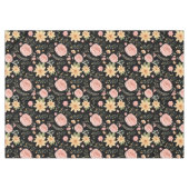 黒エレガントヴィンテージ山花バラ模様 テーブルクロス (正面(横))