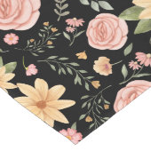 黒エレガントヴィンテージ山花バラ模様 ロングテーブルランナー (コーナー)