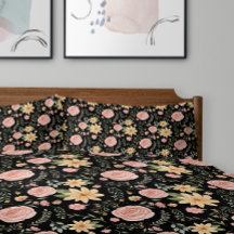 黒エレガントヴィンテージ山花バラ模様