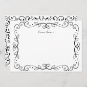 黒エレガントヴィンテージ装飾縁ど ノートカード (正面/裏面)