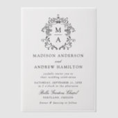 黒エレガント中華石ビクトリアン結婚石 ベラム紙招待状 (正面)