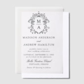 黒エレガント中華石ビクトリアン結婚石 ベラム紙招待状 (オフセット)