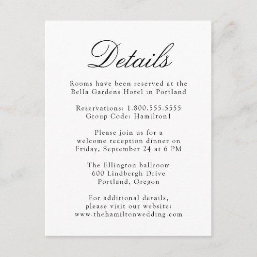 黒エレガント中華石フローラ結婚詳細 エンクロージャーカード (正面)