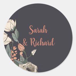 黒エレガント丸フローラの封結婚包シーラー ラウンドシール