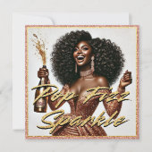 黒エレガント人女性バラ金ゴールドシャンパン新年 カード (正面)