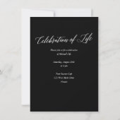 黒エレガント人記念写真お祝いオブ・ライフ 招待状 (裏面)